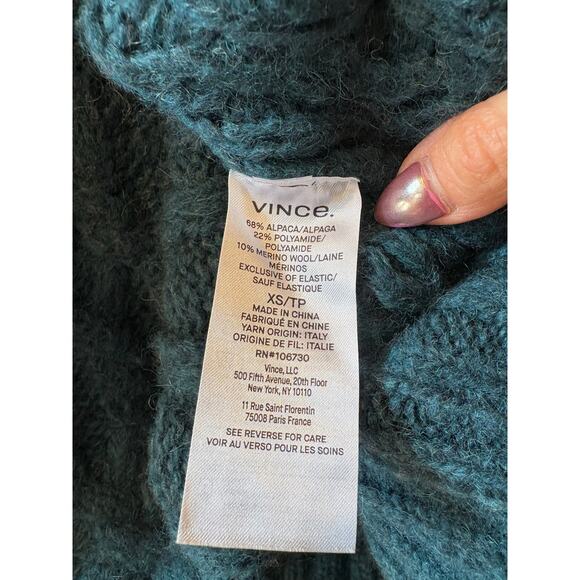 Vince interlaced cable turtleneck sweater teal - Picture 9 of 9